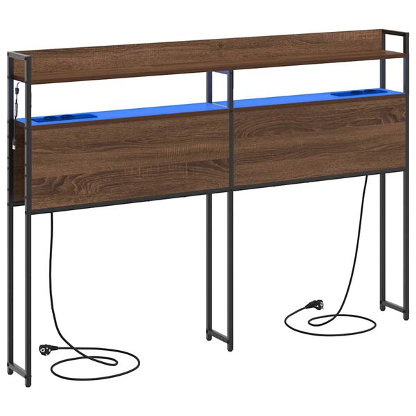 vidaXL Hovedgærde med hylde Brun eg 150 cm Konstrueret træ