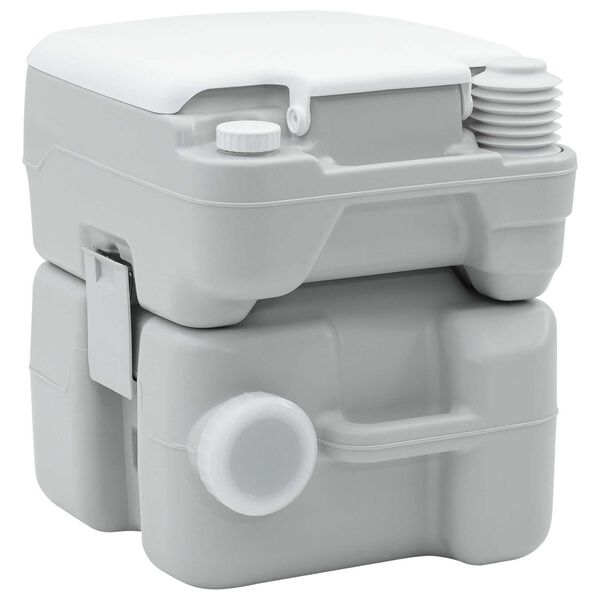 vidaXL Camping toilet Gr&aring; og Hvid 41,5 x 36,5 x 42 cm Polyethylen