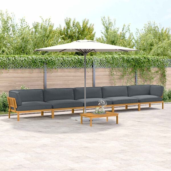 vidaXL Sofa S&aelig;t med pude Ensfarvet 6 pcs Antracit Massivt Akacietr&aelig;