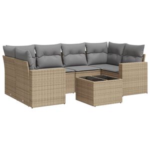vidaXL sofas&aelig;t til haven 7 dele med hynder polyrattan beige