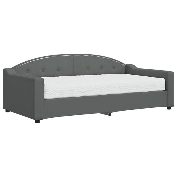 vidaXL daybed med madras 90x190 cm stof m&oslash;rkegr&aring;