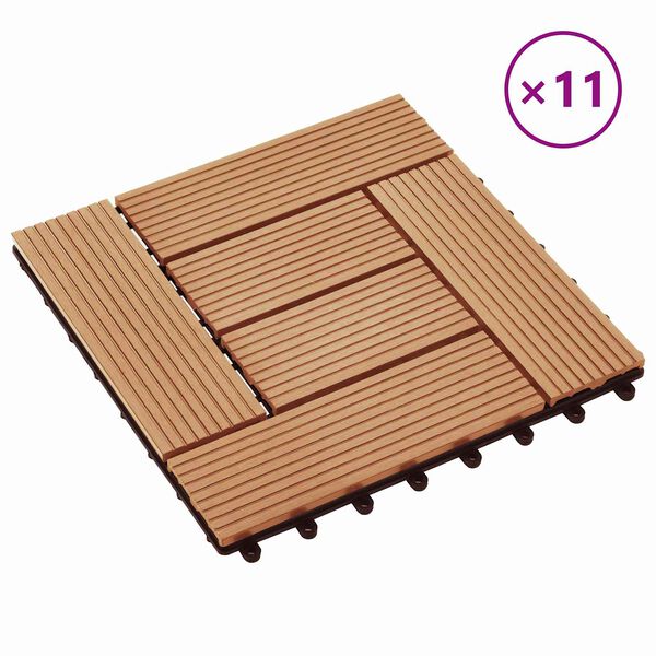 vidaXL Terrasse Flise 11 pcs Teaktr&aelig; 30 x 30 cm WPC