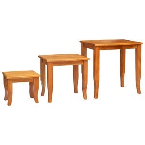 vidaXL Nesting sideborde 3 stk. Naturfarvet 60 x 45 x 60,5 cm