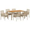 vidaXL Have Spisebordss&aelig;t 7 pcs Beige polyrattan
