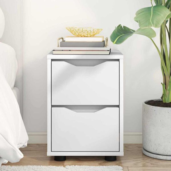 vidaXL Sengebord med skuffe Hvid 30,5 x 30 x 43 cm Konstrueret tr&aelig;