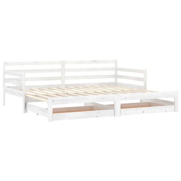 vidaXL daybed med udtr&aelig;k 2x(90x200) cm massivt fyrretr&aelig; hvid