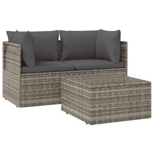 vidaXL lounges&aelig;t til haven 3 dele med hynder polyrattan gr&aring;