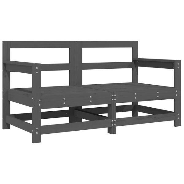 vidaXL havestole med hynder 2 stk. massivt fyrretræ grå