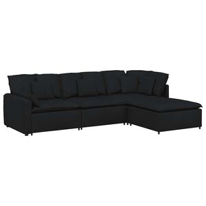 vidaXL modulsofa med fodskammel og hynder stof sort