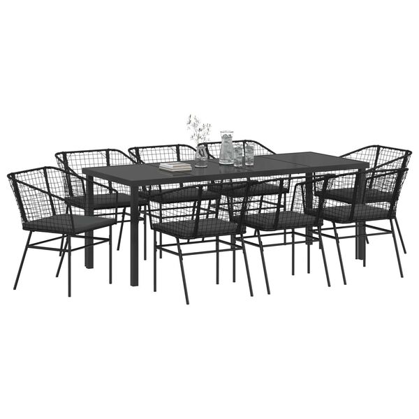 vidaXL Have Spisebordss&aelig;t 9 pcs Sort polyrattan