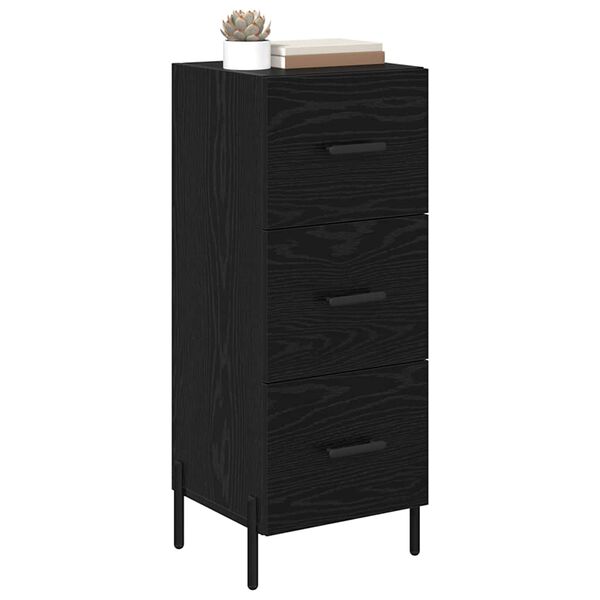 vidaXL Sideboard med skuffe Sort eg 34 x 34.5 x 90 cm Konstrueret træ