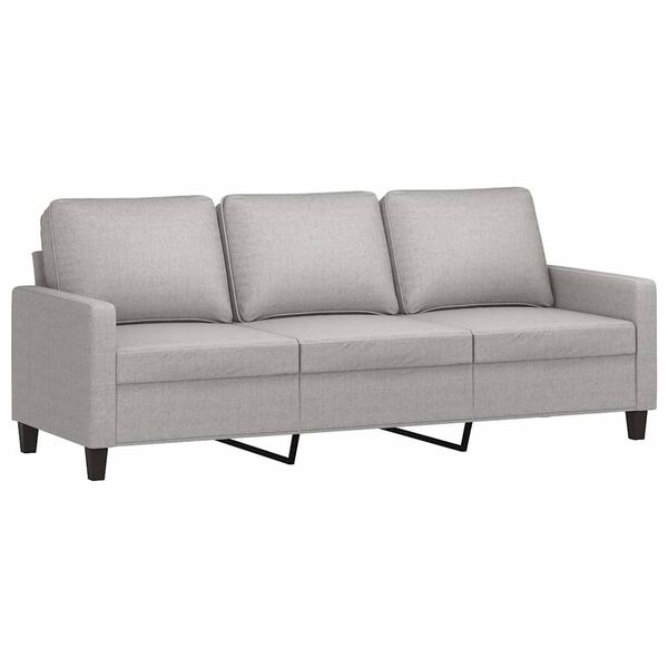 vidaXL 3-personers sofa med fodskammel 180 cm stof Lysegr&aring;