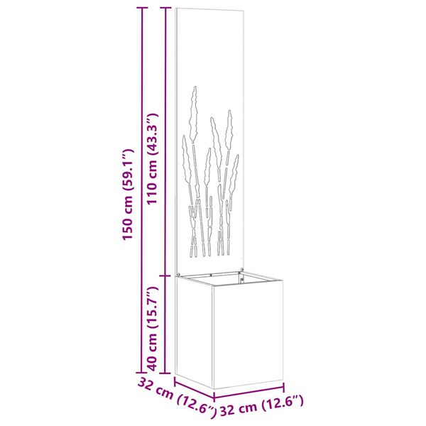 vidaXL Have privatliv sk&aelig;rm Fretwork Rusten 32 x 140 cm Cortenst&aring;l