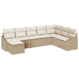 vidaXL Havesofa S&aelig;t med pude 8 pcs Beige og creme polyrattan
