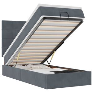 vidaXL osmannisk sengeramme med madrasser 80x200 cm fl&oslash;jl m&oslash;rkegr&aring;