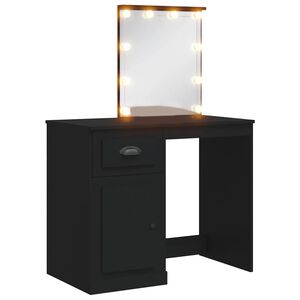 vidaXL makeupbord med LED-lys 90x42x132,5 cm sort