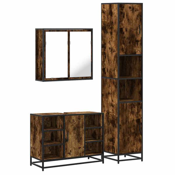 vidaXL m&oslash;bels&aelig;t til badev&aelig;relse 3 dele konstrueret tr&aelig; r&oslash;get sonoma-eg