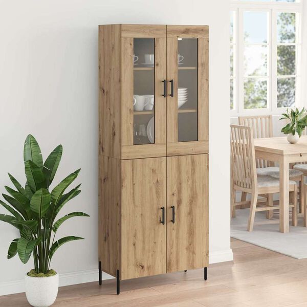 vidaXL Highboard Artisan Egetr&aelig; 69,5 x 34 x 180 cm Konstrueret tr&aelig;