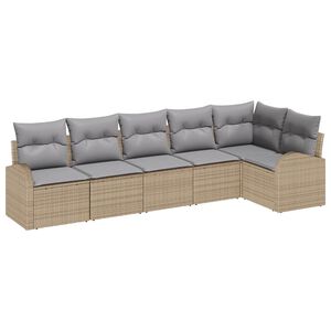 vidaXL Havesofa S&aelig;t med pude 6 pcs Beige Poly rattan