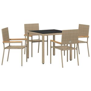vidaXL Have Spisebordss&aelig;t 5 pcs Beige polyrattan