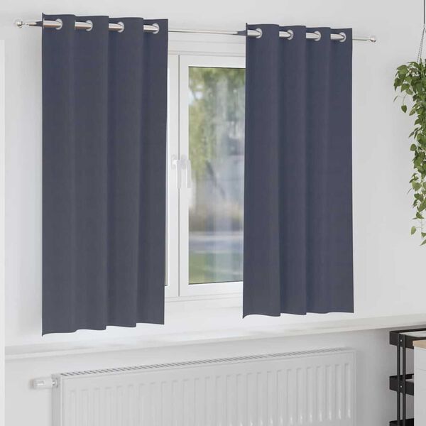 vidaXL M&oslash;rkl&aelig;gningsgardiner med ringe 2 pcs Antracit 175 x 140 cm