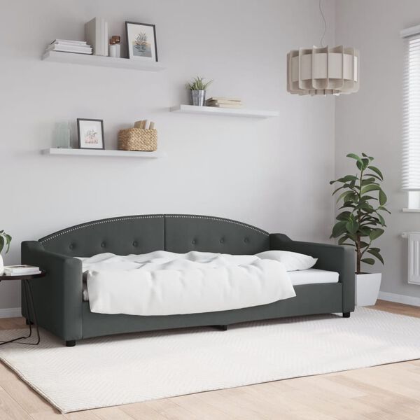 vidaXL daybed 90x200 cm stof m&oslash;rkegr&aring;