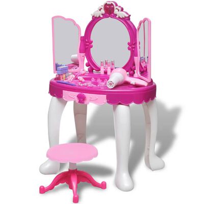 vidaXL stående legetøjskosmetikbord til børn med 3 spejle og lys/lyd