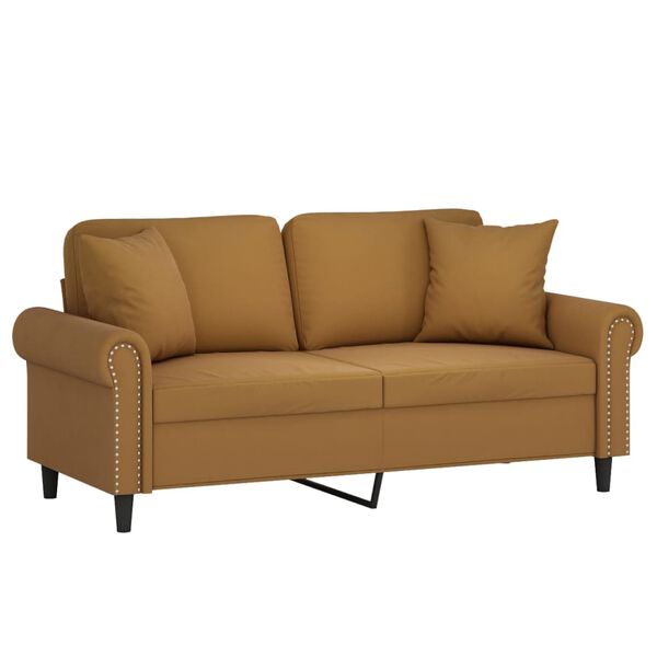 vidaXL 2-personers sofa med puder og hynder 140 cm velour brun