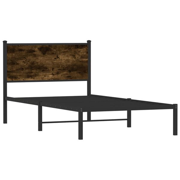 vidaXL sengeramme uden madras 100x190 cm metal røget egetræsfarve