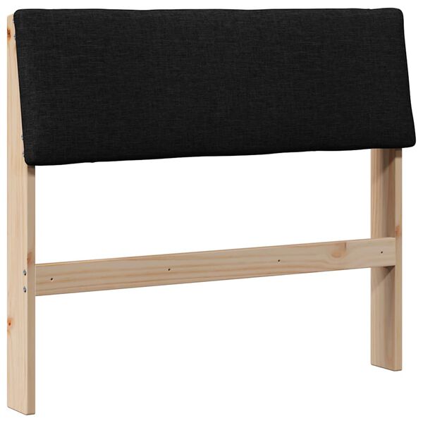 vidaXL Polstret sengegavl Sort 90 cm Massiv fyrretr&aelig;