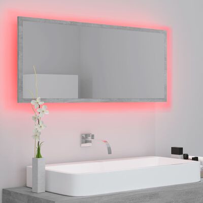 vidaXL badeværelsesspejl med LED-lys 100x8,5x37 cm akryl betongrå