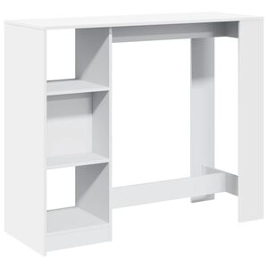 vidaXL barbord med hylde 124x46x103,5 cm konstrueret tr&aelig; hvid