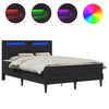vidaXL Sengestel med LED-lysstrimler Sort 160 x 200 cm Kunstl&aelig;der