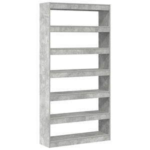 vidaXL Bogskab 6 niveauer 100 x 30 x 198 cm Konstrueret tr&aelig; Beton Gr&aring;