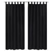 Gardiner i mikro-satin med l&oslash;kker 2 stk. 140 x 175 cm sort