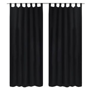 vidaXL Gardiner i mikro-satin med l&oslash;kker 2 stk. 140 x 175 cm sort