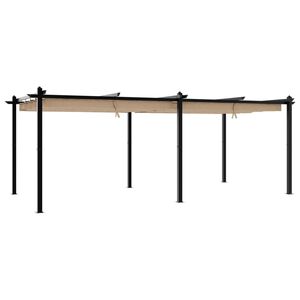 vidaXL pavillon med sammenrulleligt tag 3x6 cm aluminium gr&aring;brun