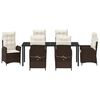 vidaXL Have Spisebordss&aelig;t med pude 7 pcs Brun polyrattan