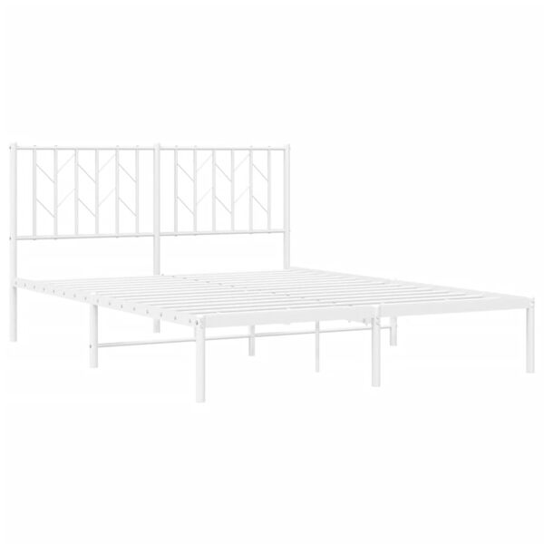 vidaXL sengeramme med sengegavl 135x190 cm metal hvid