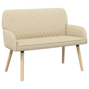 vidaXL 2-personers sofa med ben i massivt tr&aelig; 2-personers Cremefarvet