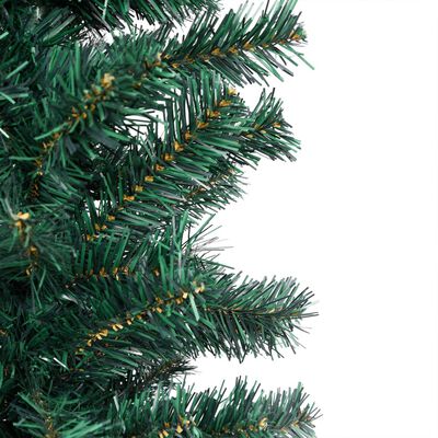 vidaXL kunstigt smalt juletræ med lys og juletræsfod 150 cm PVC grøn