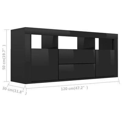 vidaXL tv-skab 120x30x50 cm spånplade sort højglans