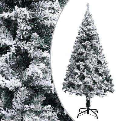 vidaXL kunstigt juletræ med lys og sne 180 cm grøn