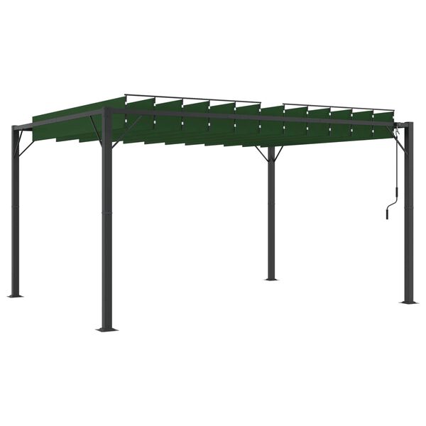 vidaXL Pergola med louvret tag Gr&oslash;n 3 x 4 x 2,14 m Stof og aluminium