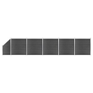 vidaXL hegnspanels&aelig;t 965x(105-186) cm WPC sort