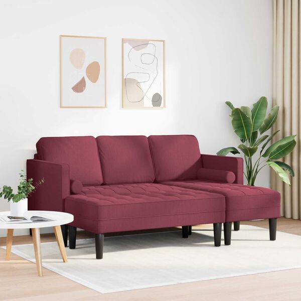 vidaXL Sofa S&aelig;t med pude 2 pcs Vinr&oslash;d Polyester