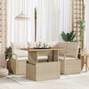 vidaXL Havesofa S&aelig;t med opbevaring 5 pcs Beige Poly rattan