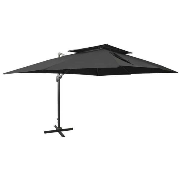 vidaXL fritst&aring;ende haveparasol med dobbelt top sort 400x300 cm
