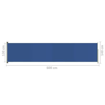 vidaXL sammenrullelig sidemarkise til terrassen 140x600 cm blå