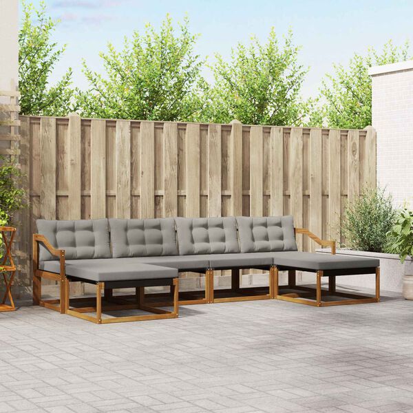 vidaXL Udend&oslash;rs sofagruppe med pude 6 pcs Naturlig og Lys Gr&aring;